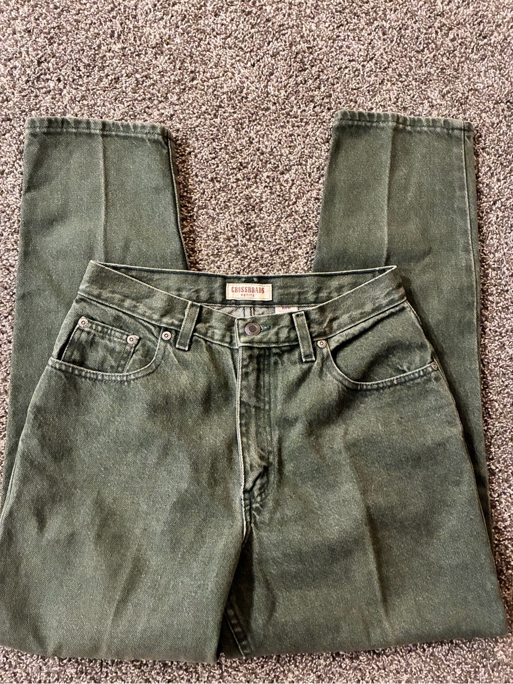 Women’s Olive Green Straight-Leg Jeans - Picture 1 of 5
